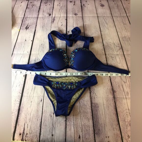 Victoria’s Secret Jeweled Bombshell Miraculous Add-2 Cups Swim Bikini Set 32A/XS - Picture 12 of 13